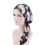 Foulard Chimio Noir Fleuri